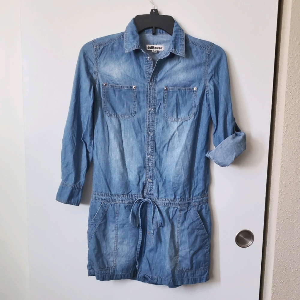 Short denim jumpsuit